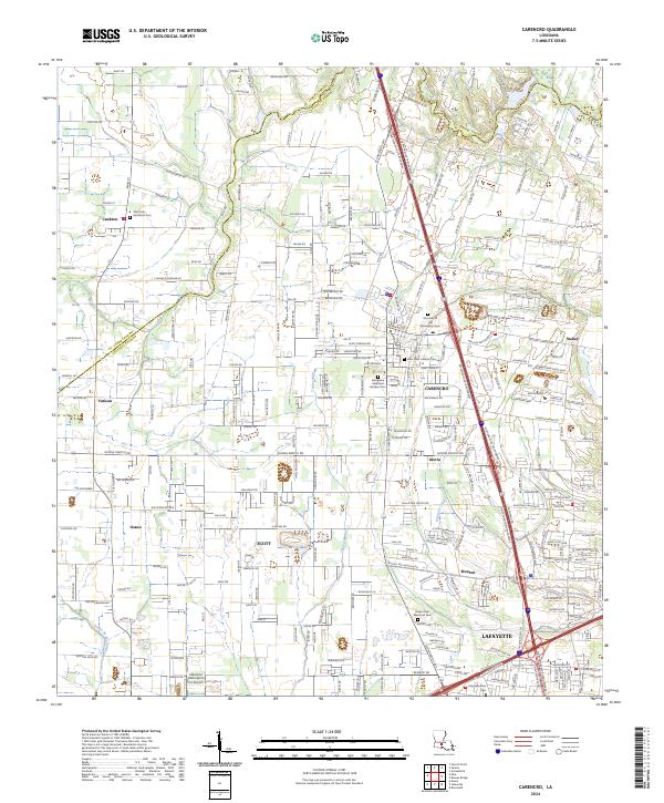 Carencro topographic map thumbnail