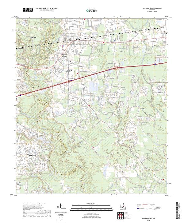 Denham Springs topographic map thumbnail