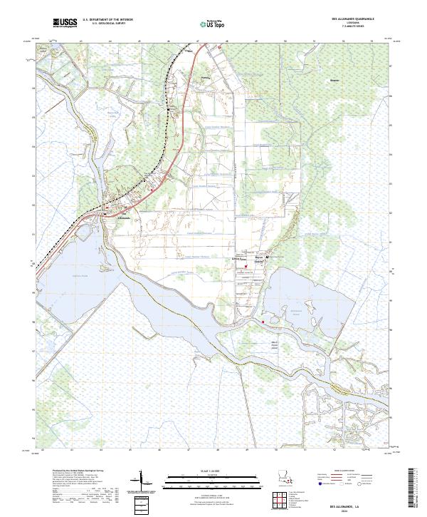 Des Allemands topographic map thumbnail