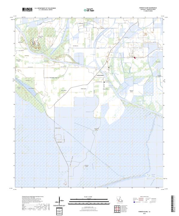 Forked Island topographic map thumbnail
