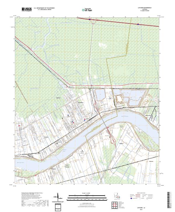 Lutcher topographic map thumbnail