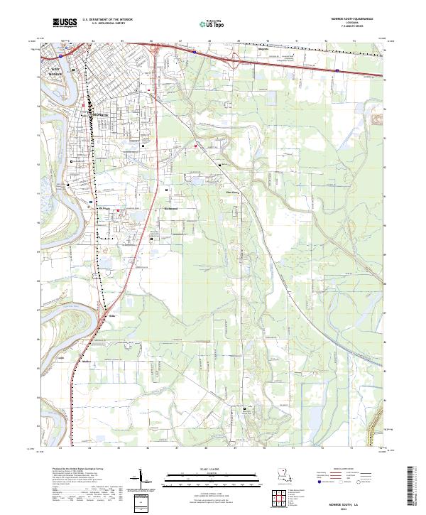 Monroe South topographic map thumbnail