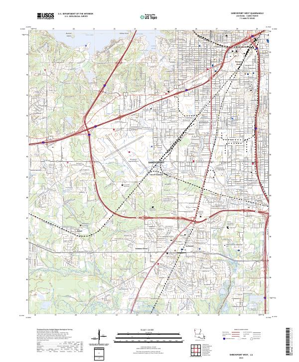 Shreveport West topographic map thumbnail