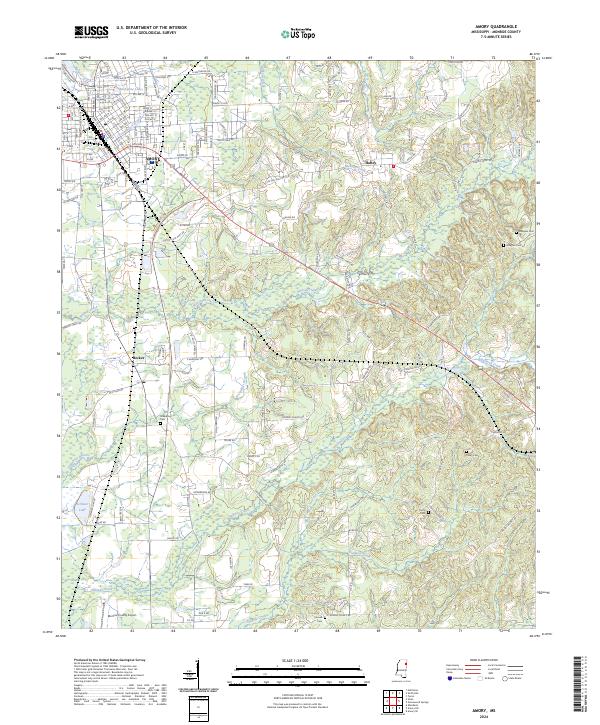 Amory topographic map thumbnail
