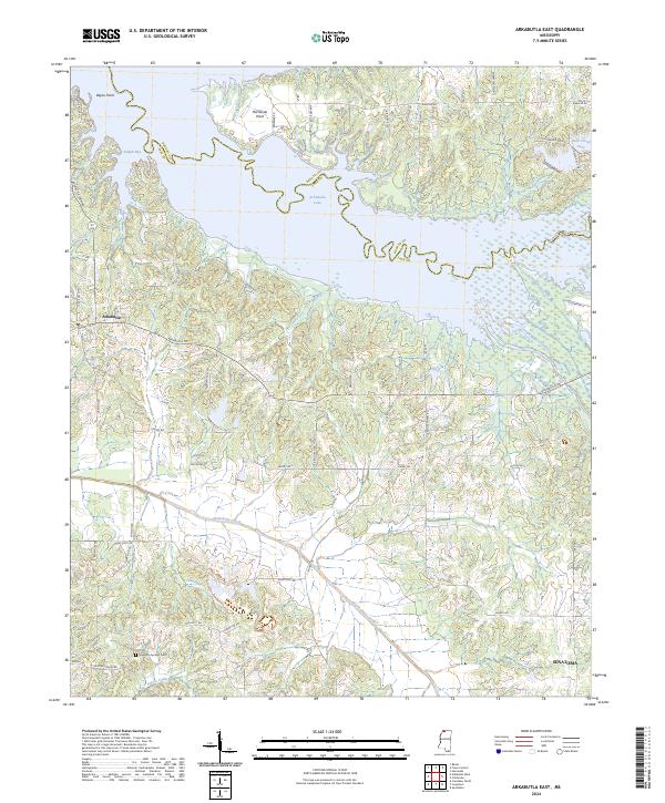 Arkabutla East topographic map thumbnail