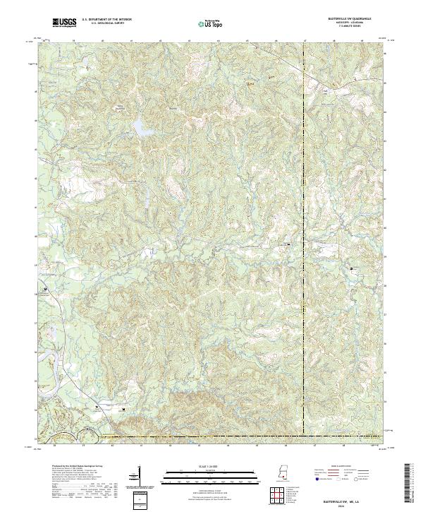 Baxterville SW topographic map thumbnail