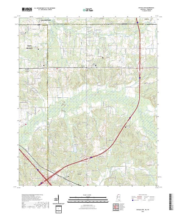 Byhalia NW topographic map thumbnail