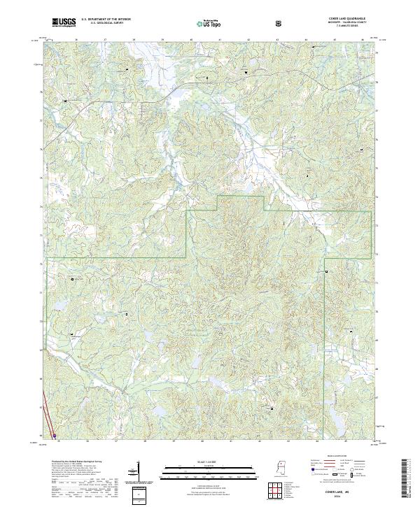 Coker Lake topographic map thumbnail