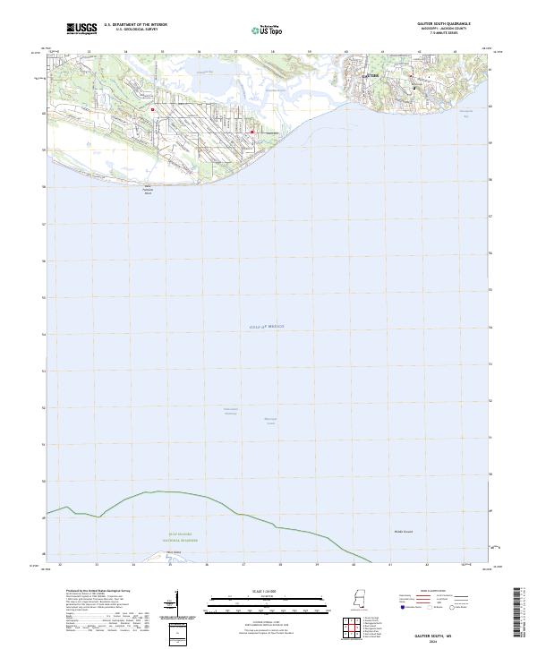 Gautier South topographic map thumbnail
