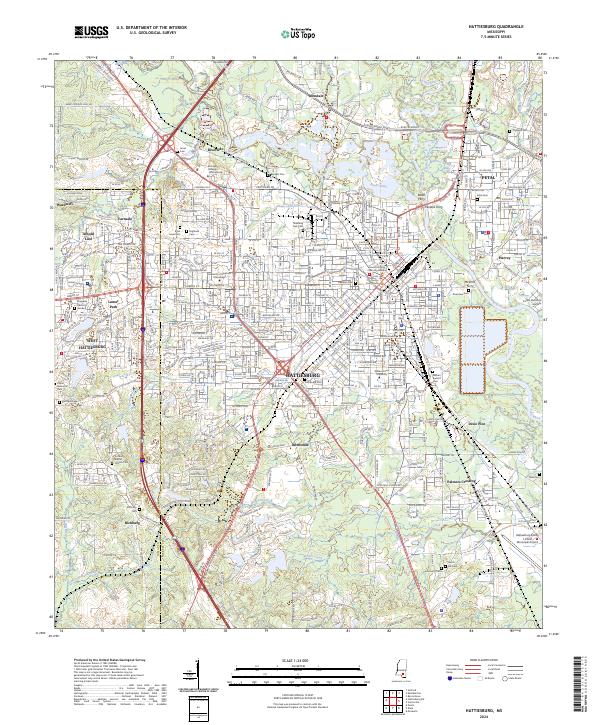 Hattiesburg topographic map thumbnail