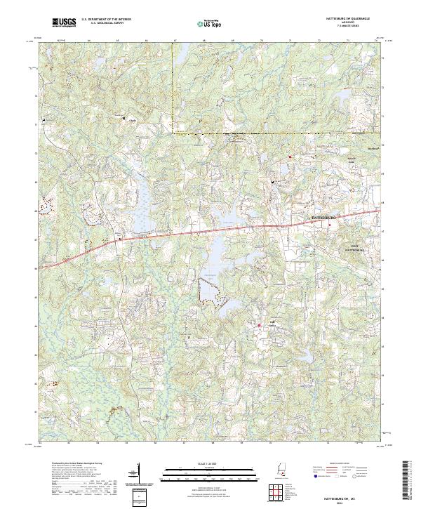 Hattiesburg SW topographic map thumbnail