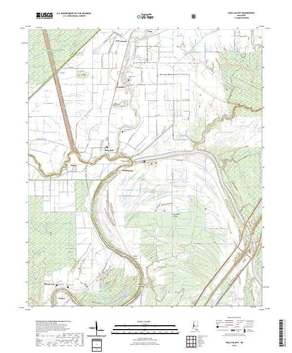 Holly Bluff topographic map thumbnail