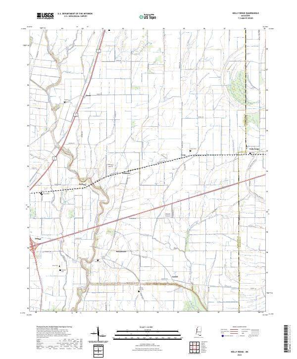 Holly Ridge topographic map thumbnail