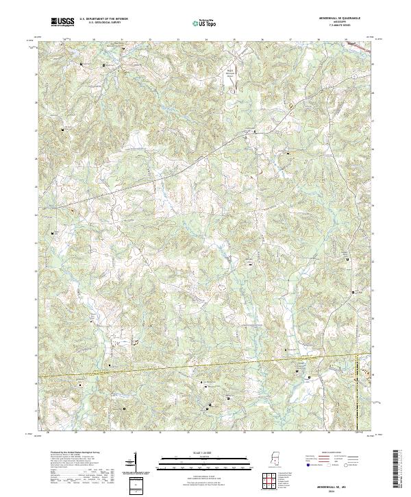 Mendenhall SE topographic map thumbnail