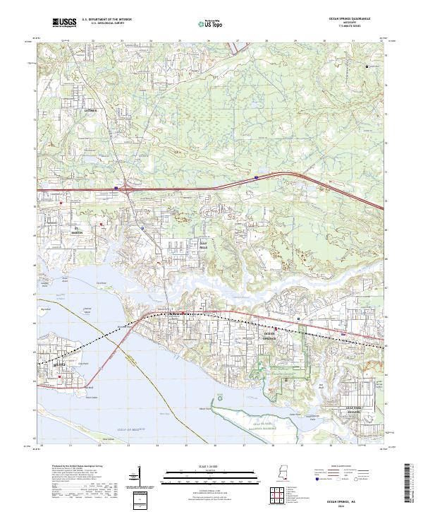 Ocean Springs topographic map thumbnail