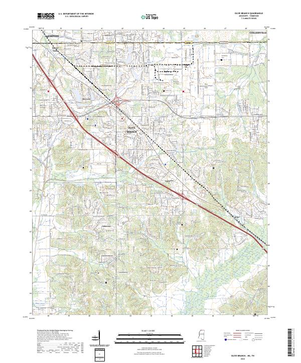 Olive Branch 2024 topographic map thumbnail