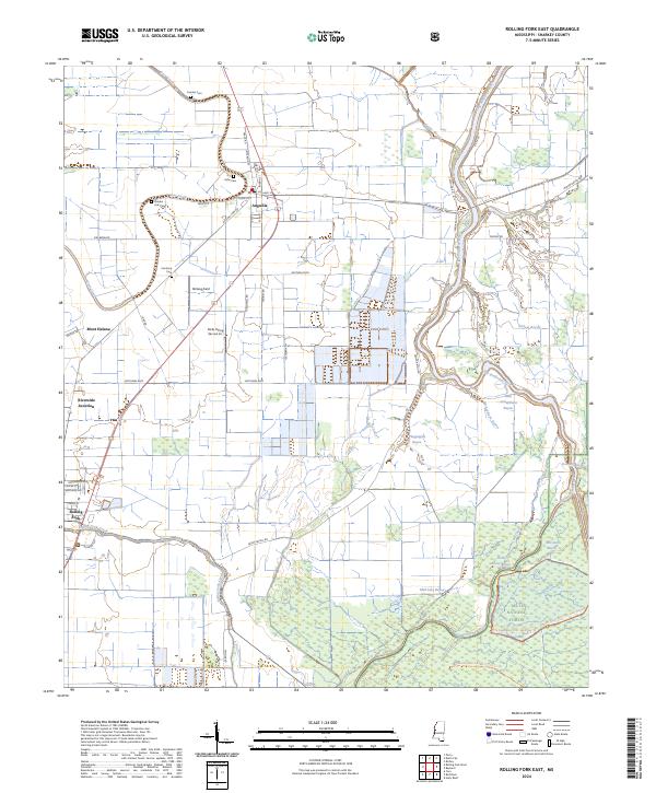 Rolling Fork East topographic map thumbnail