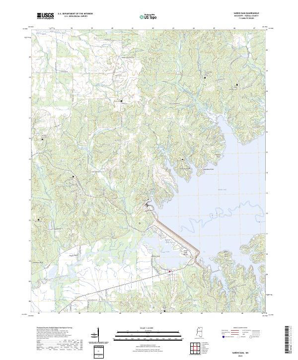 Sardis Dam topographic map thumbnail