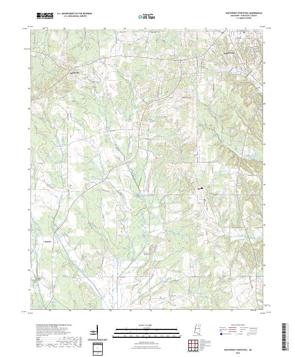 Southwest Pontotoc topographic map thumbnail
