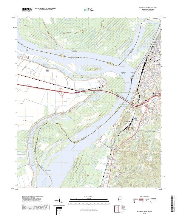 Vicksburg West topographic map thumbnail