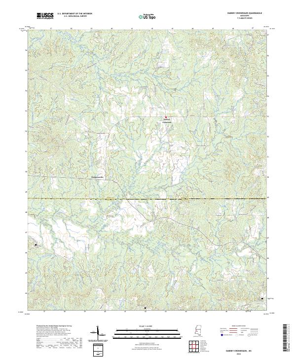 Dabney Crossroads topographic map thumbnail