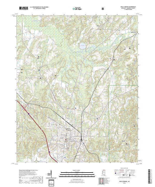 Holly Springs topographic map thumbnail