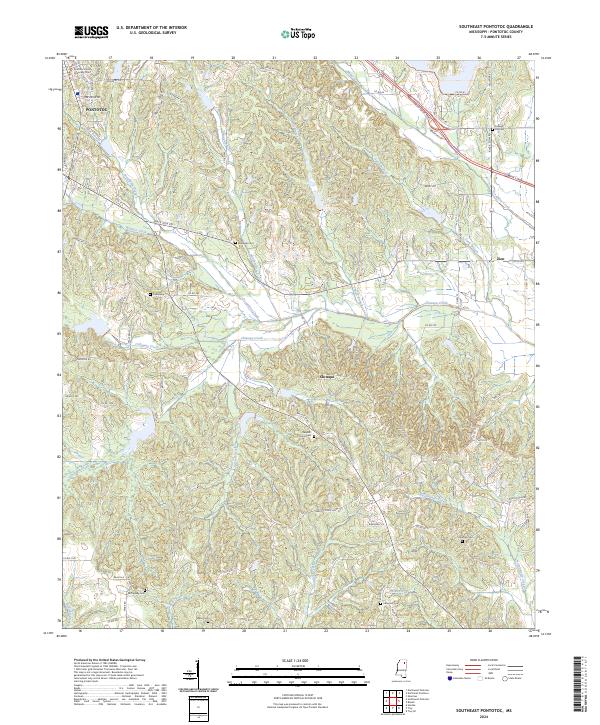 Southeast Pontotoc topographic map thumbnail