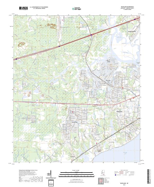 Waveland topographic map thumbnail