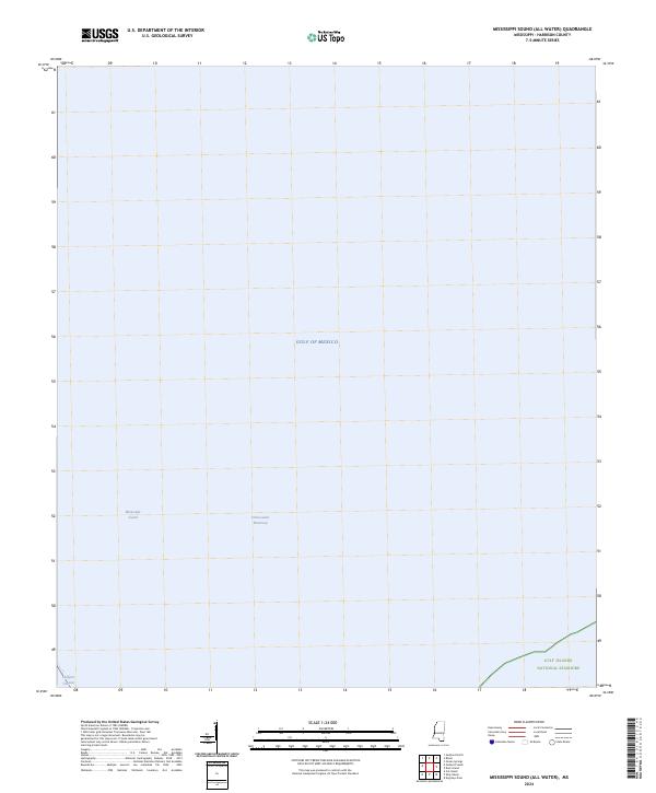 Mississippi Sound (All Water) topographic map thumbnail