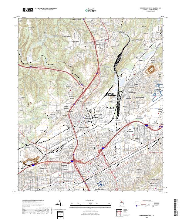 Birmingham North 2024 topographic map thumbnail