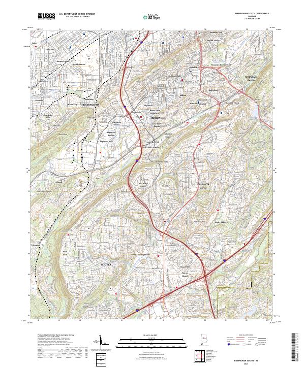 Birmingham South topographic map thumbnail