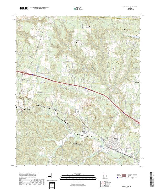 Carbon Hill topographic map thumbnail