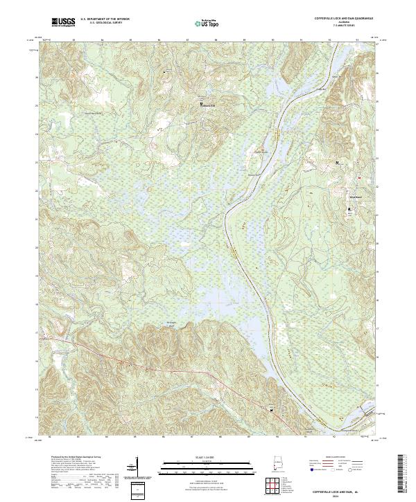 Coffeeville Lock And Dam topographic map thumbnail