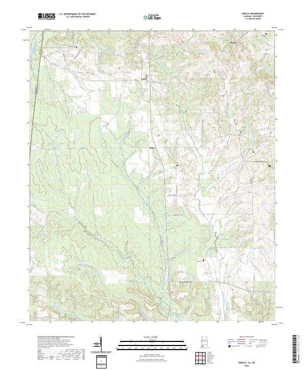 Emelle topographic map thumbnail