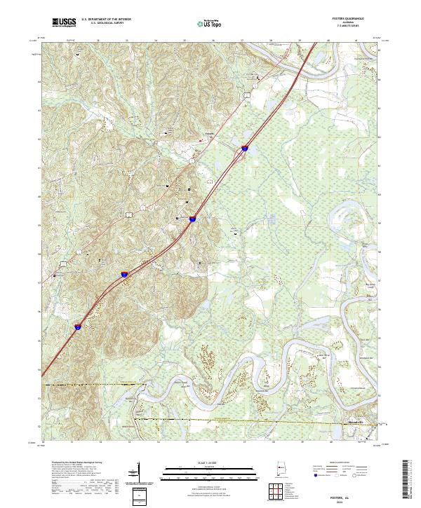 Fosters topographic map thumbnail