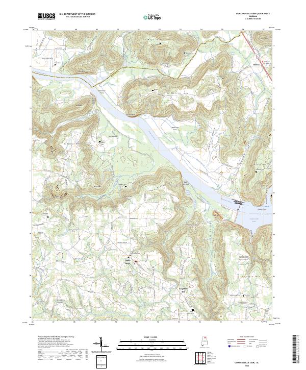 Guntersville Dam 2024 topographic map thumbnail