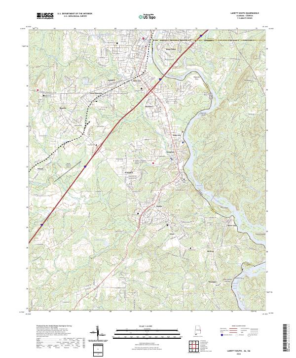 Lanett South 2024 topographic map thumbnail