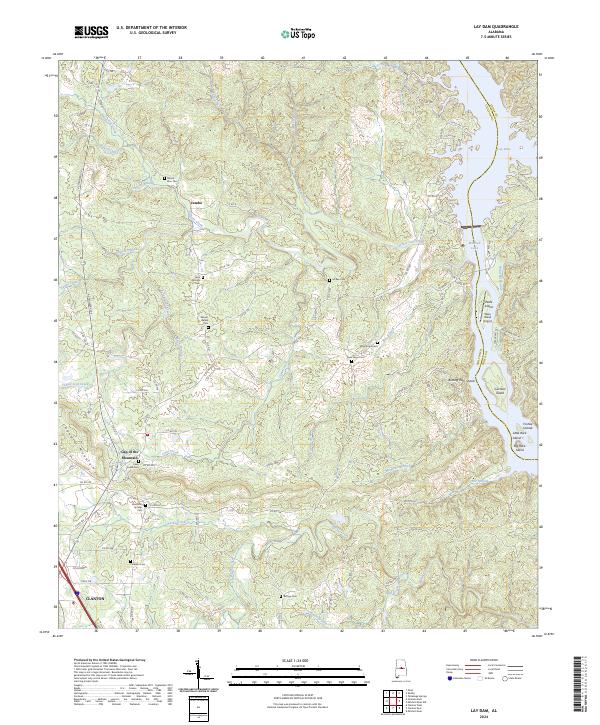 Lay Dam topographic map thumbnail