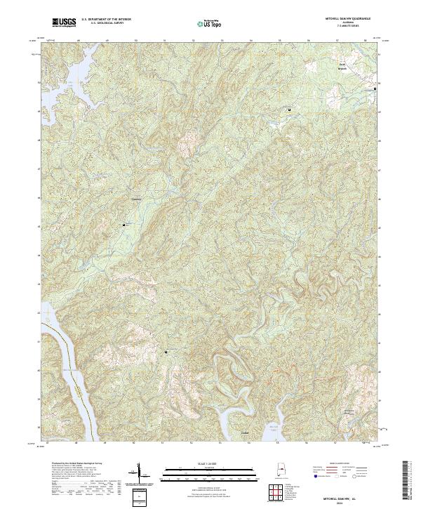 Mitchell Dam NW topographic map thumbnail