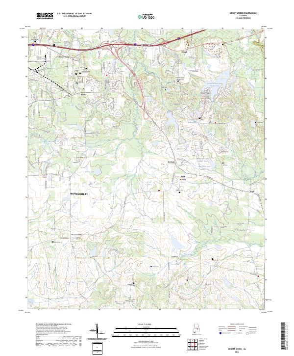 Mount Meigs topographic map thumbnail