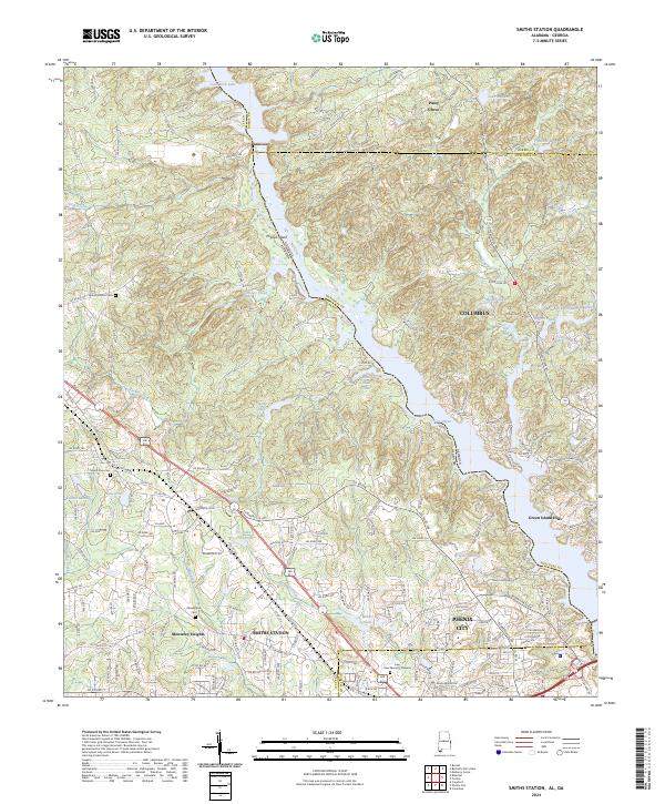 Smiths Station topographic map thumbnail