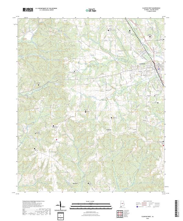 Clanton West topographic map thumbnail