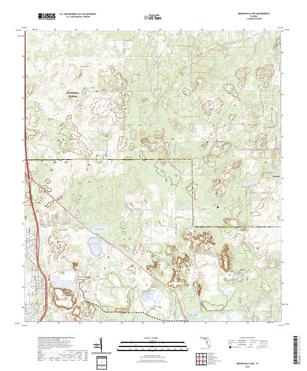 Brooksville NW topographic map thumbnail
