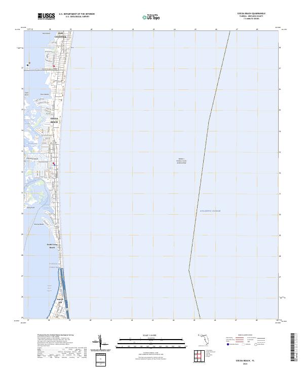 Cocoa Beach topographic map thumbnail