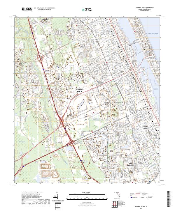 Daytona Beach topographic map thumbnail