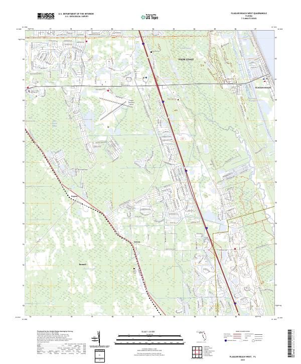 Flagler Beach West 2023 topographic map thumbnail