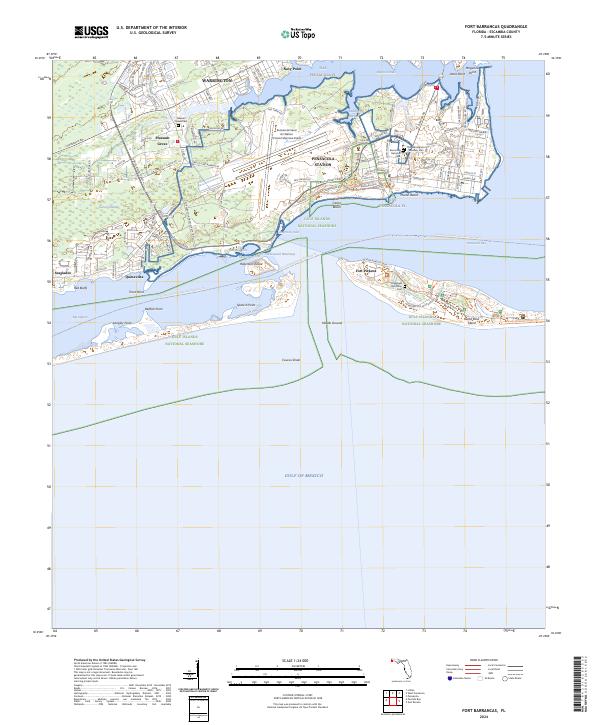 Fort Barrancas 2024 topographic map thumbnail