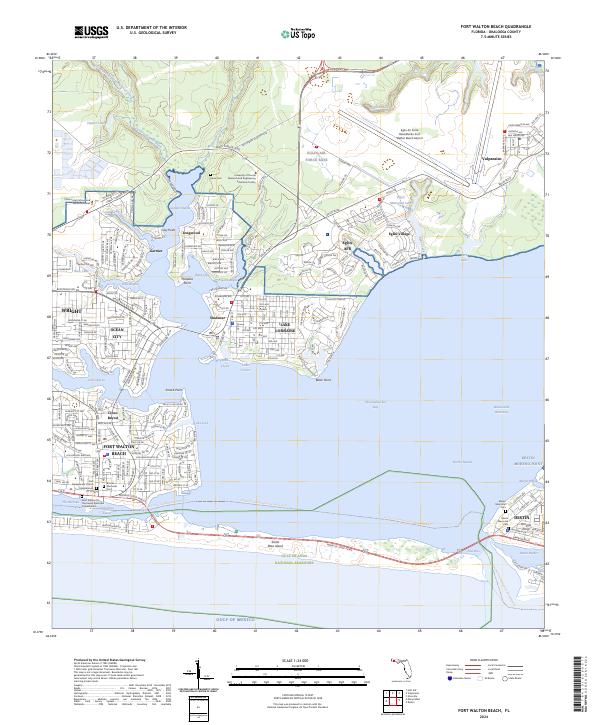 Fort Walton Beach 2024 topographic map thumbnail