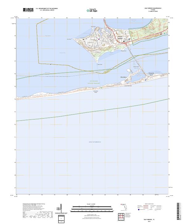 Gulf Breeze 2024 topographic map thumbnail