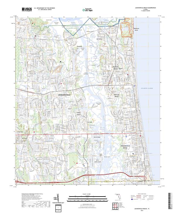 Jacksonville Beach topographic map thumbnail